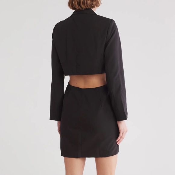 NEW KNOW ONE CARES Black OPEN BACK Blazer TUXEDO Crepe COCKTAIL Mini DRESS M - Picture 4 of 11